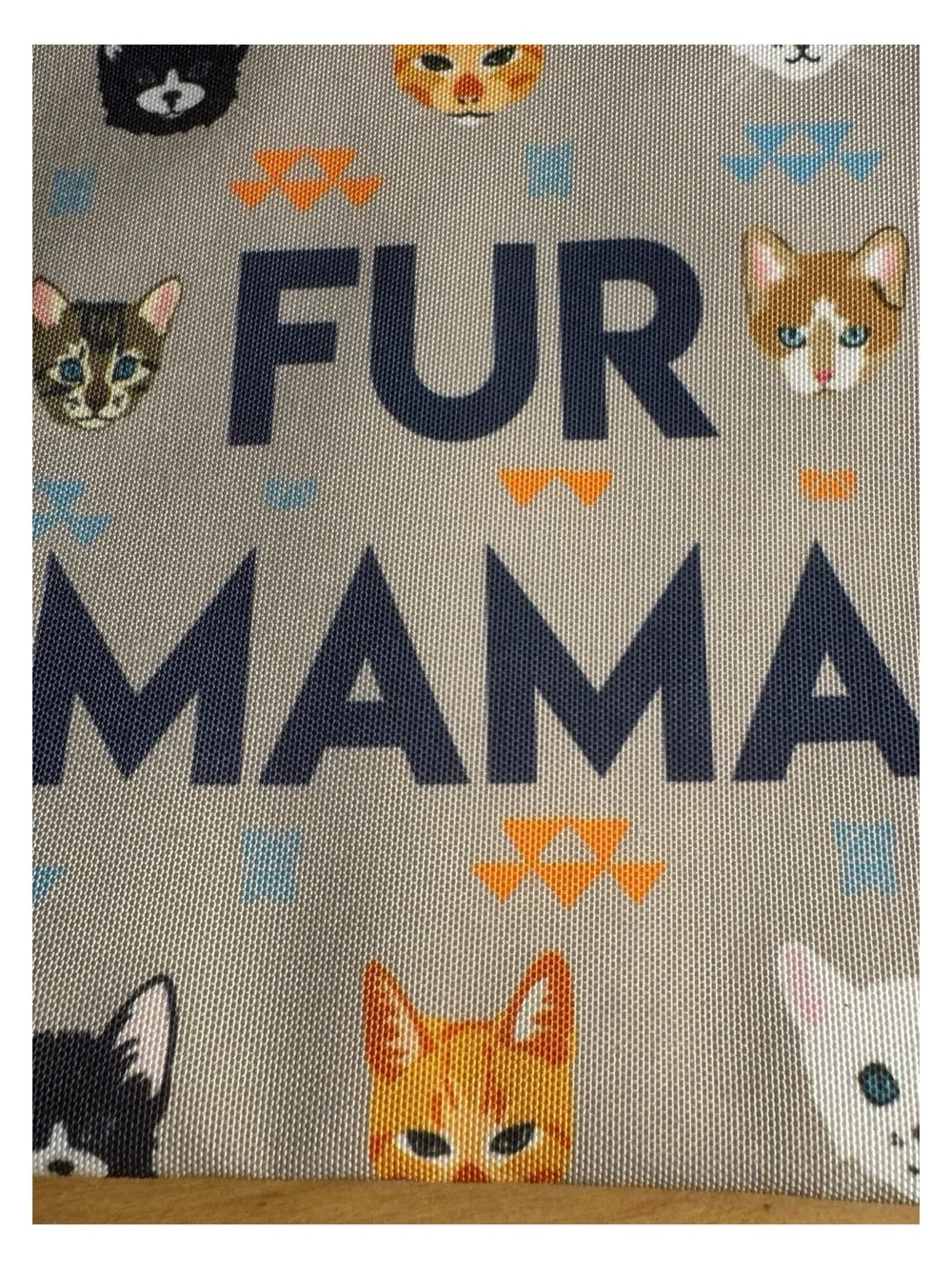 NWT Toiletries Zip Bag with Fur Mama Text & Repeating Cat Face Print 11.5 x 8.5